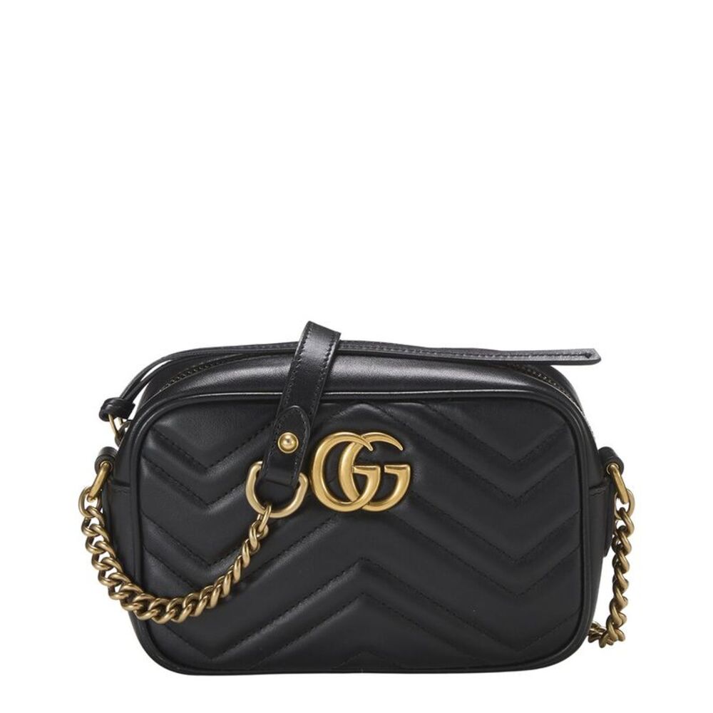 Gucci Black Leather Gg Marmont Crossbody Bag Mini (Authentic Pre-Loved)